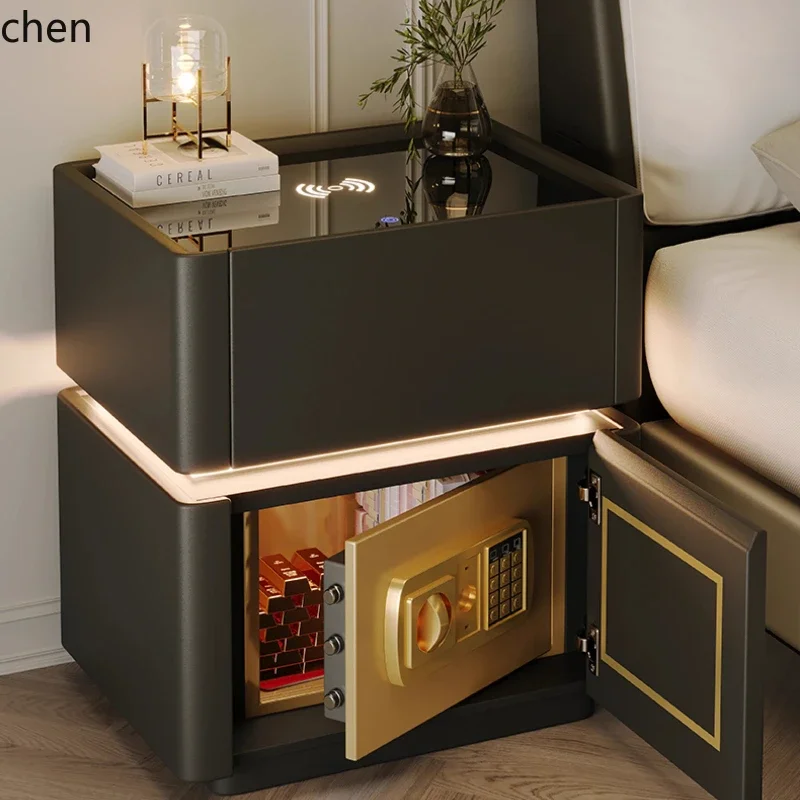 C6.15 solid wood smart bedside anti-theft safe bedroom wireless charging storage cabinet