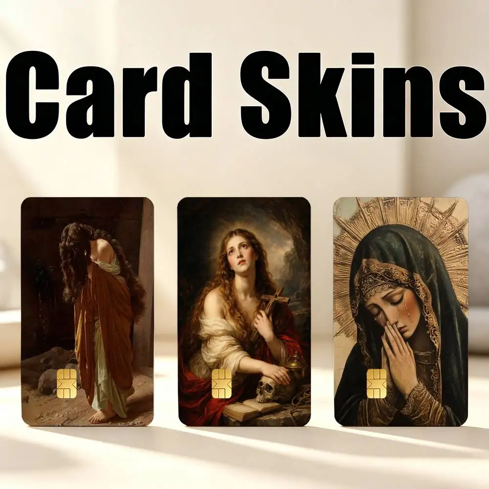 M-Mary Magdalene Art  1Set 4Pcs Card Skin Stickers, Waterproof Decorative Film for Credit Debit Bank Bus IC Cards