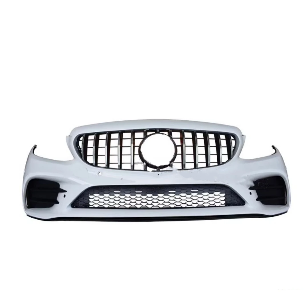 Body Kit Front Bumpe Grill Mask Fog Lamp Frame for Mercedes-Benz C-class W205 C180 C200 C260 C300 2015-19 modified