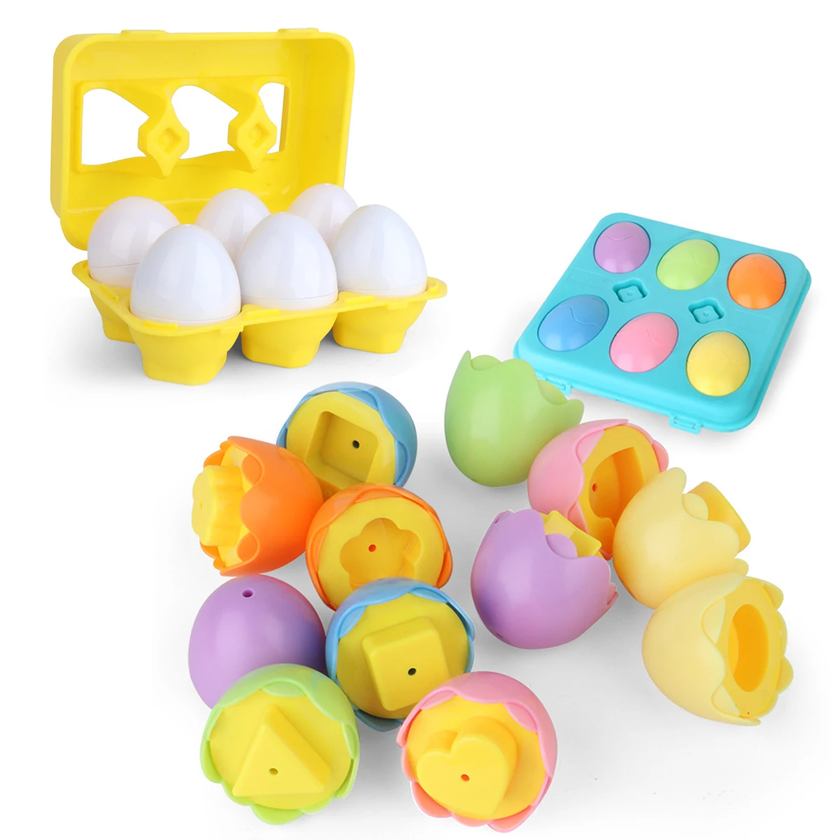 Color Shape Matching, Mini Eggs Pair Smart Egg Toys Puzzle Game Education Learning Recognition Sorter Gifts for Kids