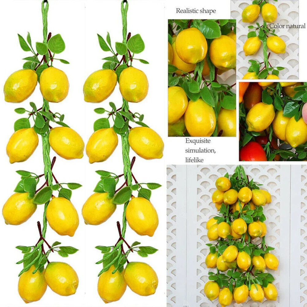 

2 Strings 52CM Artificial Lemon Fake Fruits Modle For Garden Wedding Christmas Home Decoration DIY Ornaments Photography Props