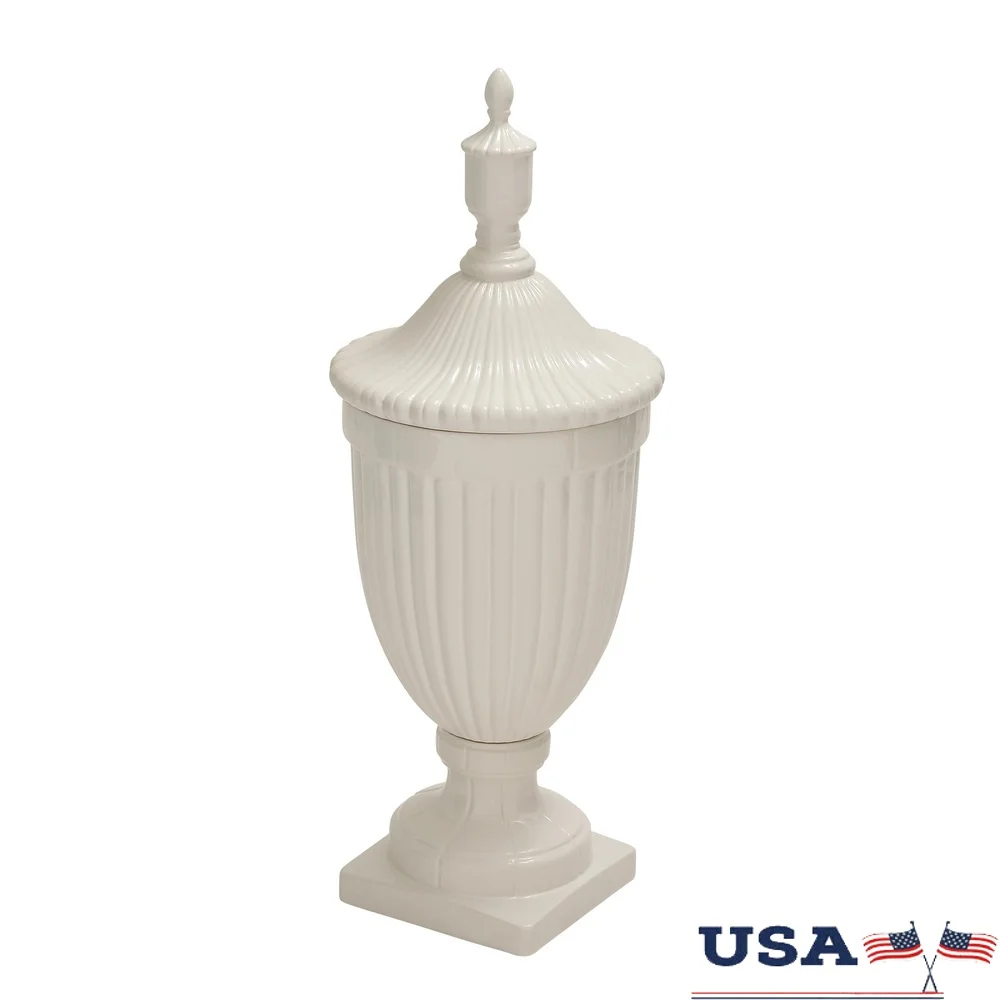 

Керамическая высокая рифленая урна, декоративная банка с крышкой, 12 x 32 дюйма, домашний контейнер для хранения с доломитом, декор для гостиной