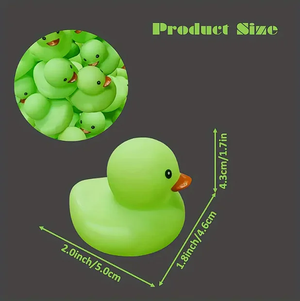 6/12/24 pcs green Rubber Ducks in Bulk Small Duck Gift Bathtub Toys for Holiday Cruise Birthday Party Favor