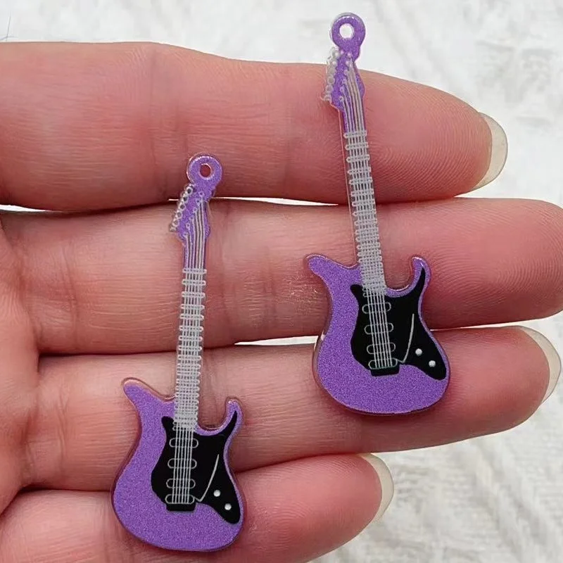 10PCS acrylic guitar pendant shiny and fashionable Kawaii pendant DIY necklace earrings bracelets keychain accessories