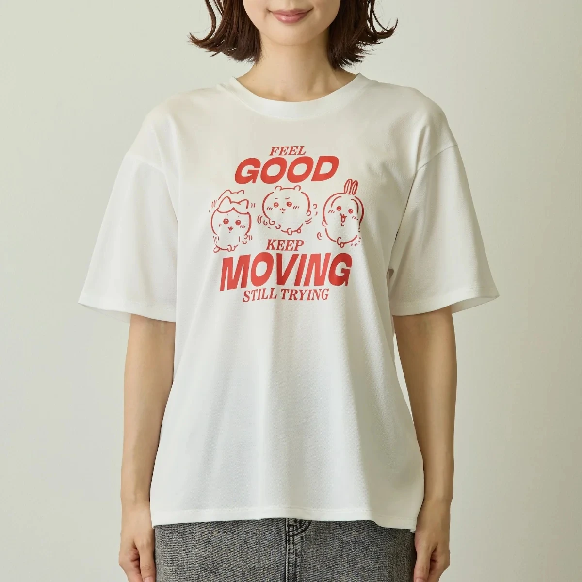Chiikawa Tee Unisex RUN Pattern Print Quick Dry Short Sleeve Anime Lover Sport Gift Daily Streetwear Tops for Men Women