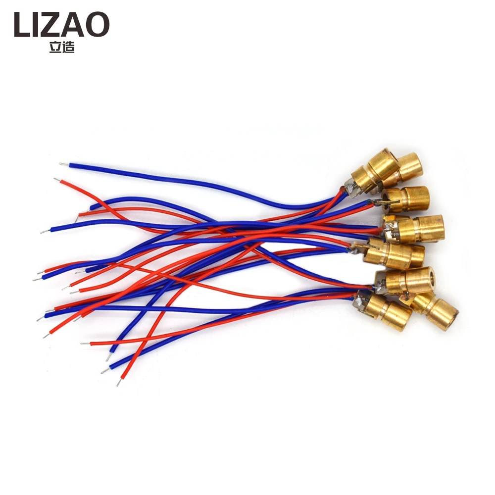 LIZAO 10PCS Adjustable Red Laser Dot Module 5V 650nm 5mW Copper Head Mini Laser Diode Industrial Laser Pointer Kit