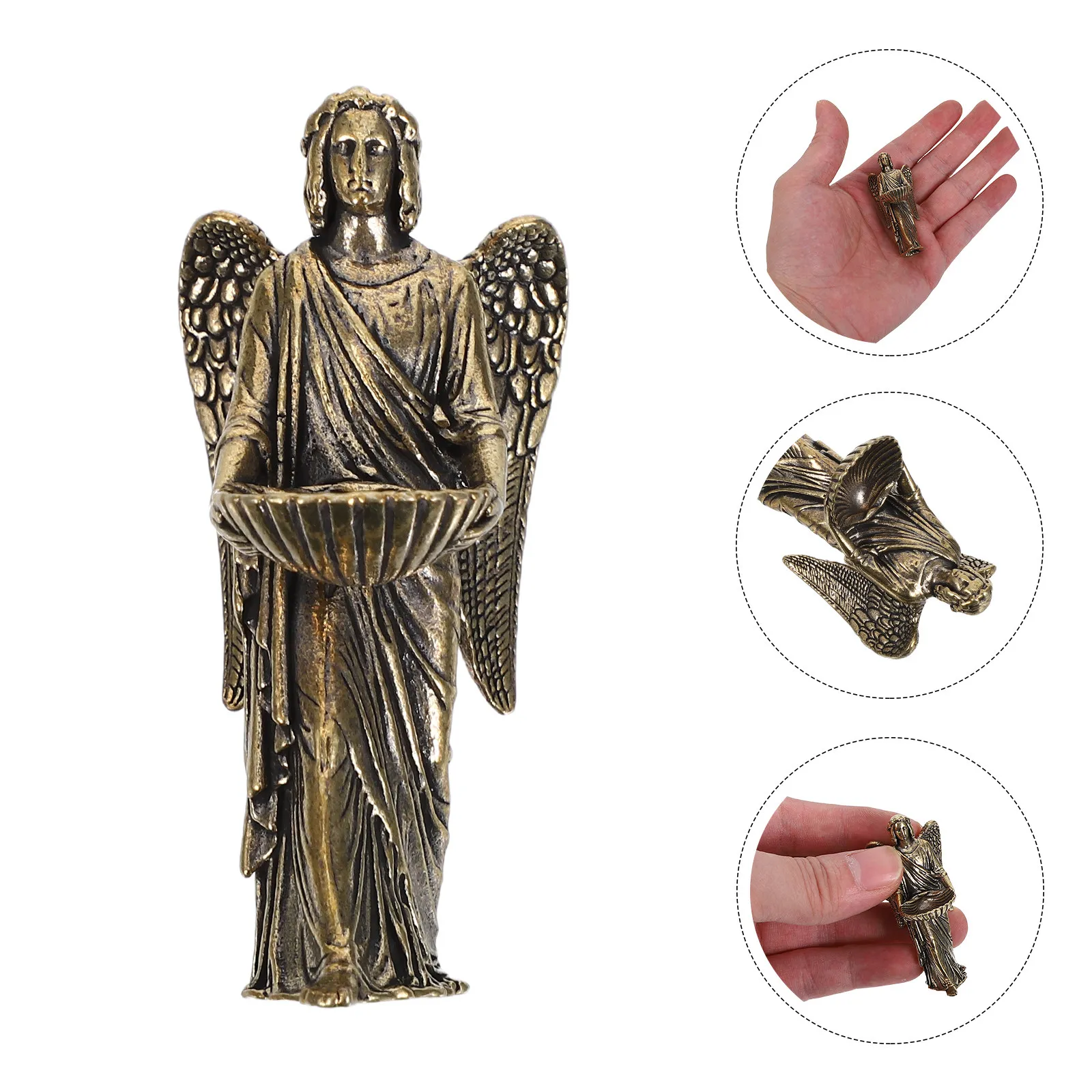 Guardian Angel Wing Sculpture Brass Angel Wings Ornament Guardian Angel Statue Tabletop Religious