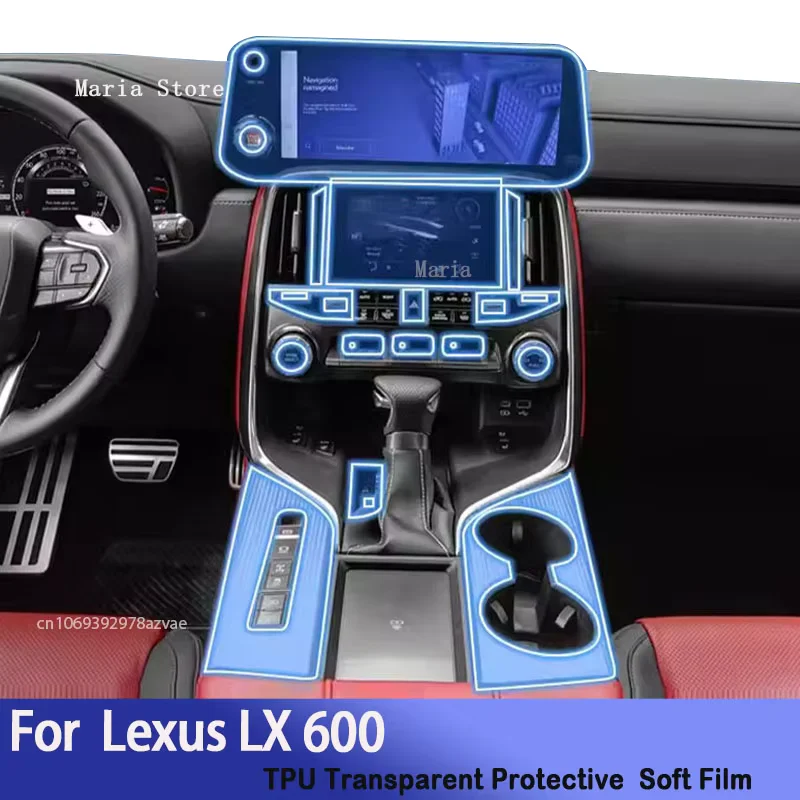

For Lexus LX600 2022 2023 Car Interior Protective Film TPU Dashboard Center Console Navigation Screen Cover Anti Scratch Sticker