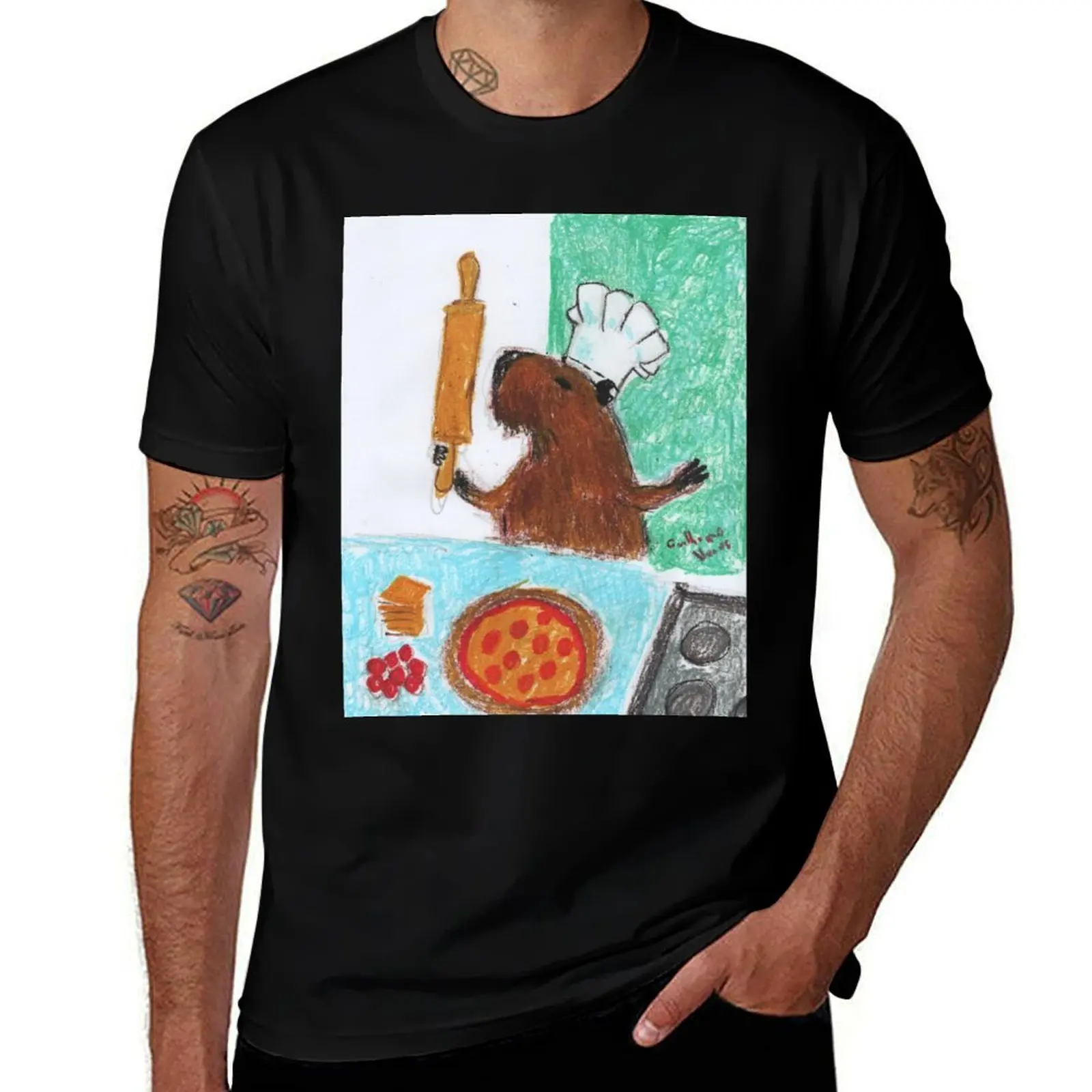 

capybara making a delicious pizza T-Shirt anime t shirts for man t shirt man designer man t shirts for men T-shirt