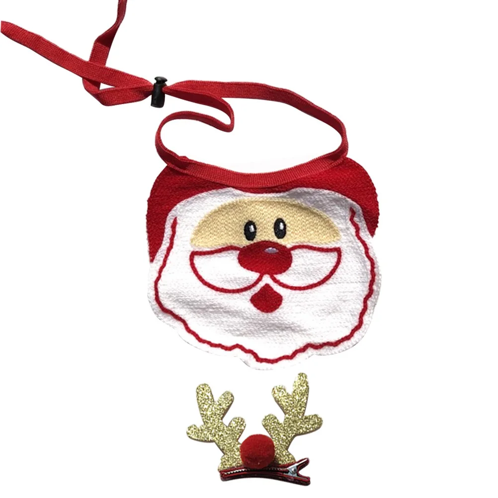 

2Pcs Adjustable Pet Bib Christmas Collar Dog Cat Saliva Towel Adorable in Every Occasion Great Gift Idea Dog Collar Bib