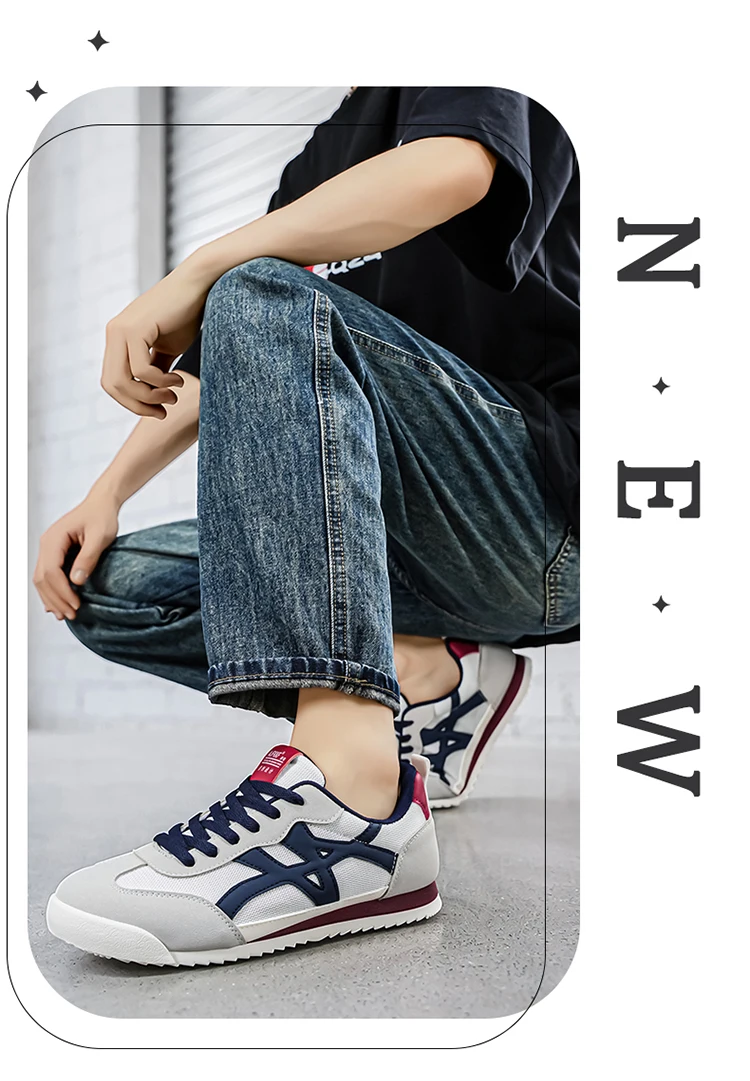 Modische, bequeme, vielseitige, gestreifte Freizeitsneaker für Herren mit Schnürung, atmungsaktiv und komfortabel, mit weichen, leichten Sohlen, geeignet für Sport und Freizeit. – Detail 1