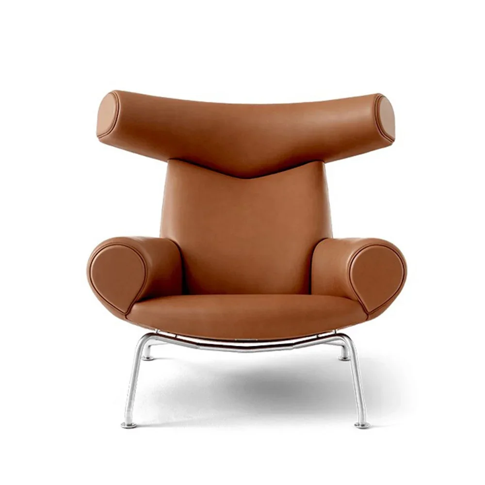 New high-quality modern leisure chair leather key chair with stool luxury chair living room sofa