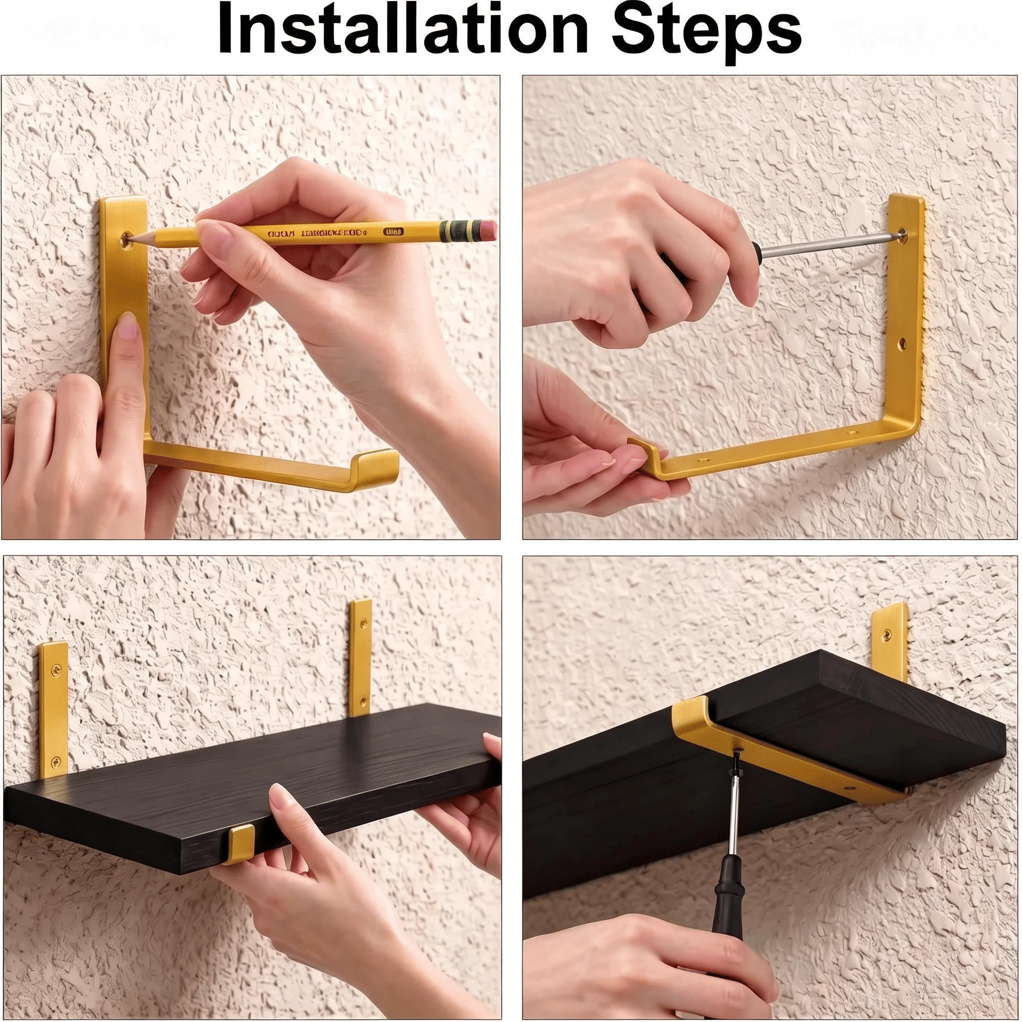 ชั้นวางของแบบลอยตัวสีดำ 5 ชิ้น - Shelf Bracket Pair บทวิจารณ์และราคา
