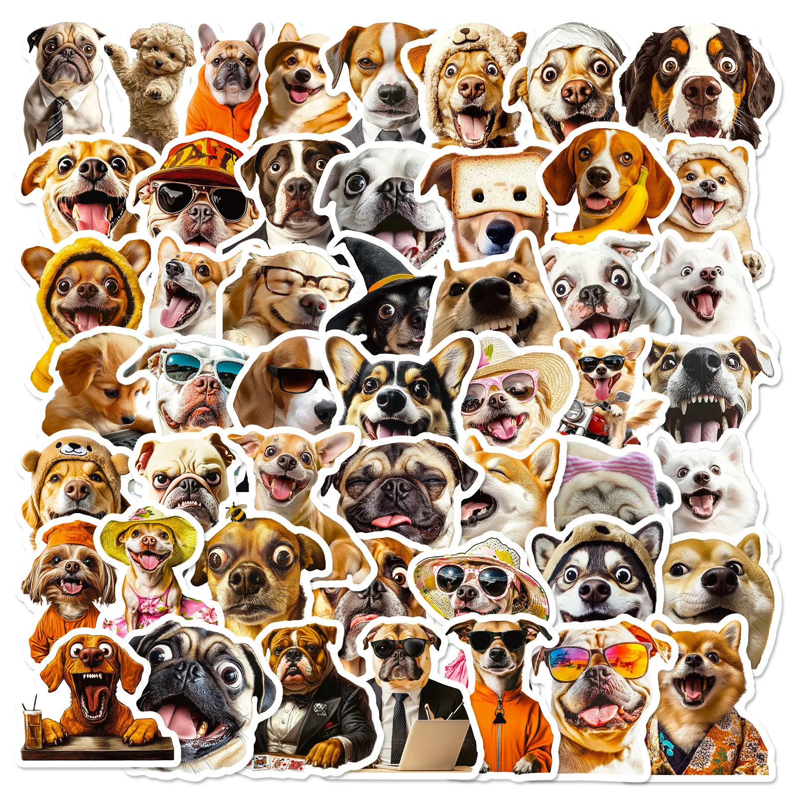 50 Stück lustige Hundeaufkleber, niedliche Cartoon-Aufkleber, wasserfest, für Schreibwaren, Gitarre, Telefon, Fahrrad, Laptop, Gepäck, Sammelalbum, DIY-Dekoration