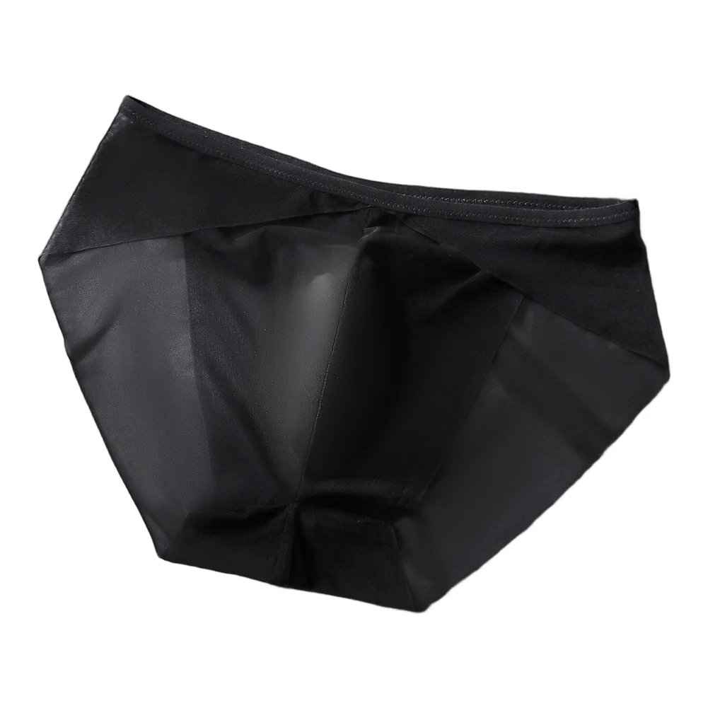 Men's Mesh Ice Silk Briefs Underwear 3D Bulge Pouch Solid See Through Panties Sexy See Through Transparent Intimate Night Wear
