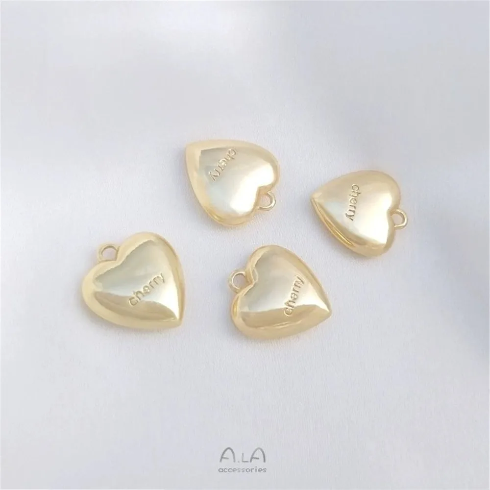 

Glossy Solid Love 14K Gold Color Preservation Peach Heart Pendant Handmade Diy Necklace Bracelet Pendant