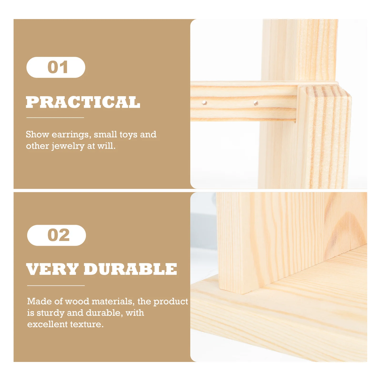 

Wooden Jewelry Organizer Display Rack Multi-Layer Detachable Ring Bracelet Holder Storage Stand Wooden Jewelry Display Stand