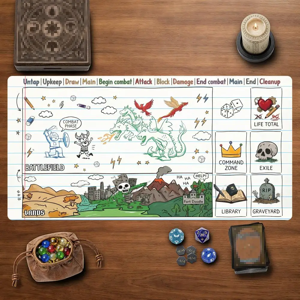 Doodled in Notebook Funny Magic Party Game Mat Durable Rubber for TCG Games 35X60cm Mouse Pad Offices Desk Mats Friendly Design