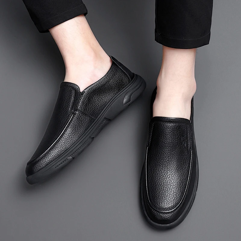 Golden Sapling Retro Loafers Formal Men\'s Casual Shoes Genuine Leather Flats Men Dress Party Shoe Leisure Business Moccasins Man