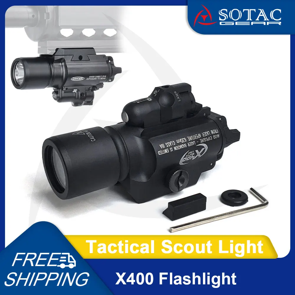 

Hunting X400 Scout LIght White LED Fit 20mm Rail Tactical Hunting X400 Flashlight SOTAC GEAR