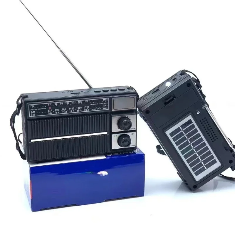 Radio Solar portátil Retro multibanda barata, Am, Fm, Sw, con Bt inalámbrico y pantalla Led, función Tws