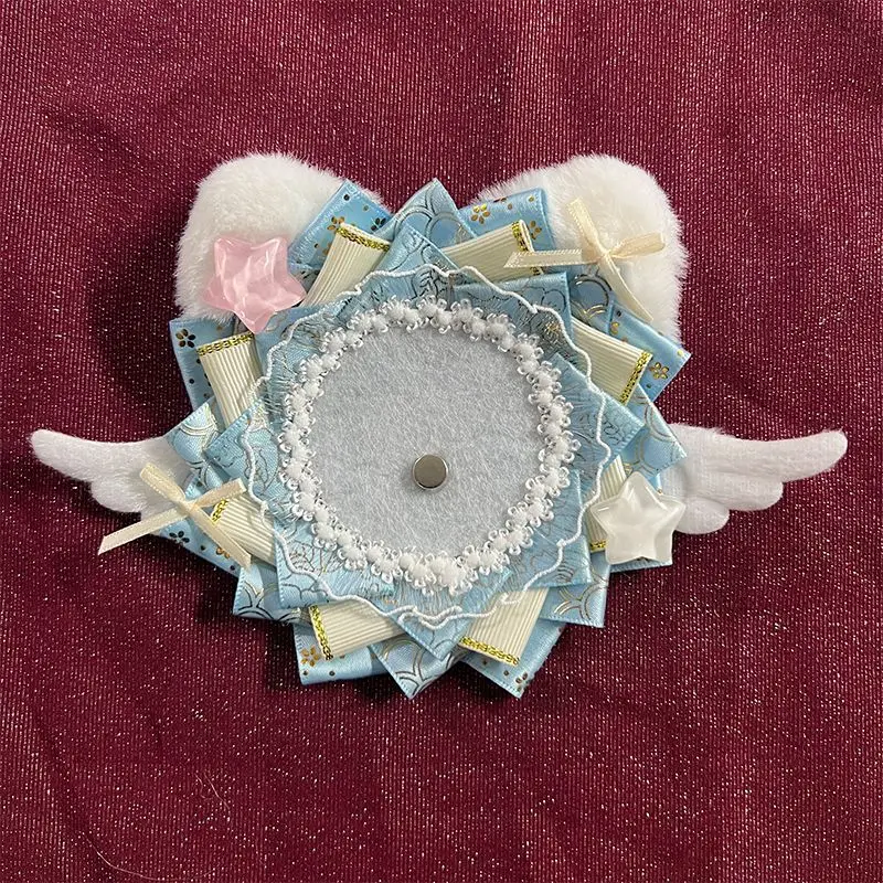 Handmade Cat Ear Badge Holder Decor Accessory Anime Game Pin Display Lace Ribbon Ornament For Collectors