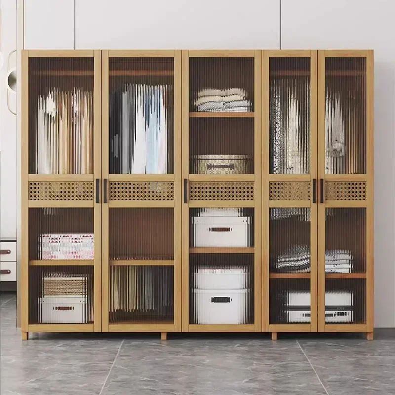 Nordic Wooden Cabinet Portable Mini Bedroom Modern Closet Display Storage Wardrobe  Furniture