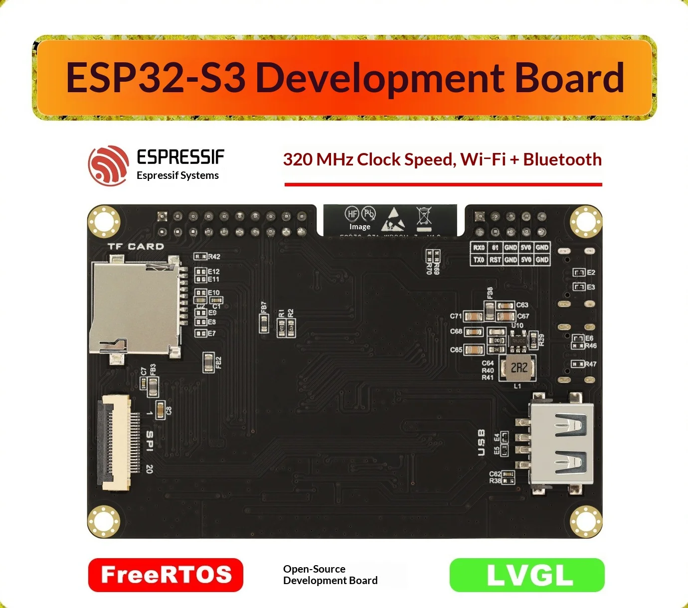 ESP32-S31 Development Board, RGB Touchscreen/DVP Camera Interfaces, Dual MEMS Mics, Speaker Ports, 16MB PSRAM, Wi-Fi