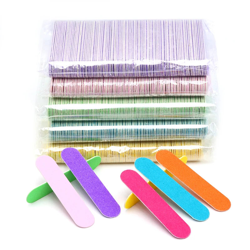 500Pcs Double Side Nail Files Mini Wooden Sanding Buffer Block For Gel Polish Manicure Pedicure Salon Professional Nail Art Tool