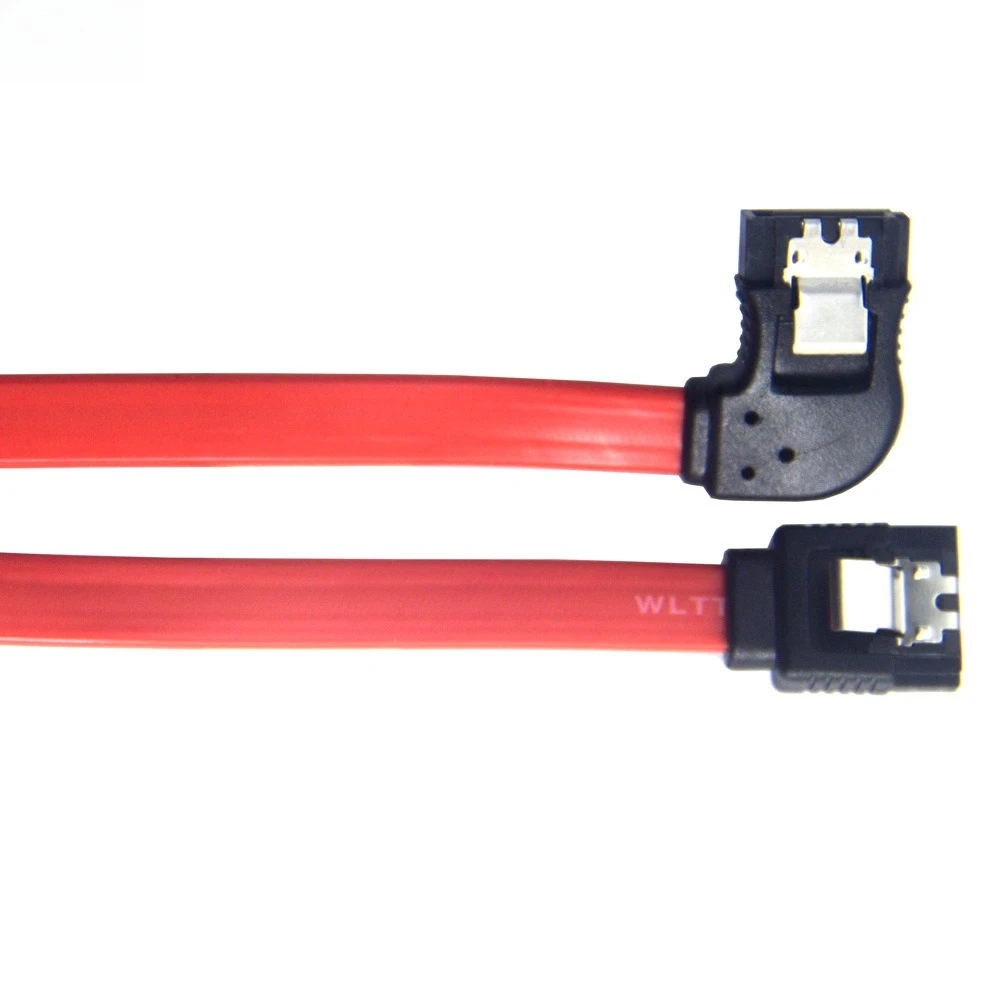 SATA 7Pメス-180度SATA 7Pメスヘッド左曲げ赤フラットハードディスクコンピューターケースケーブル長さ0.2M 0.3M 0.5M 1M
