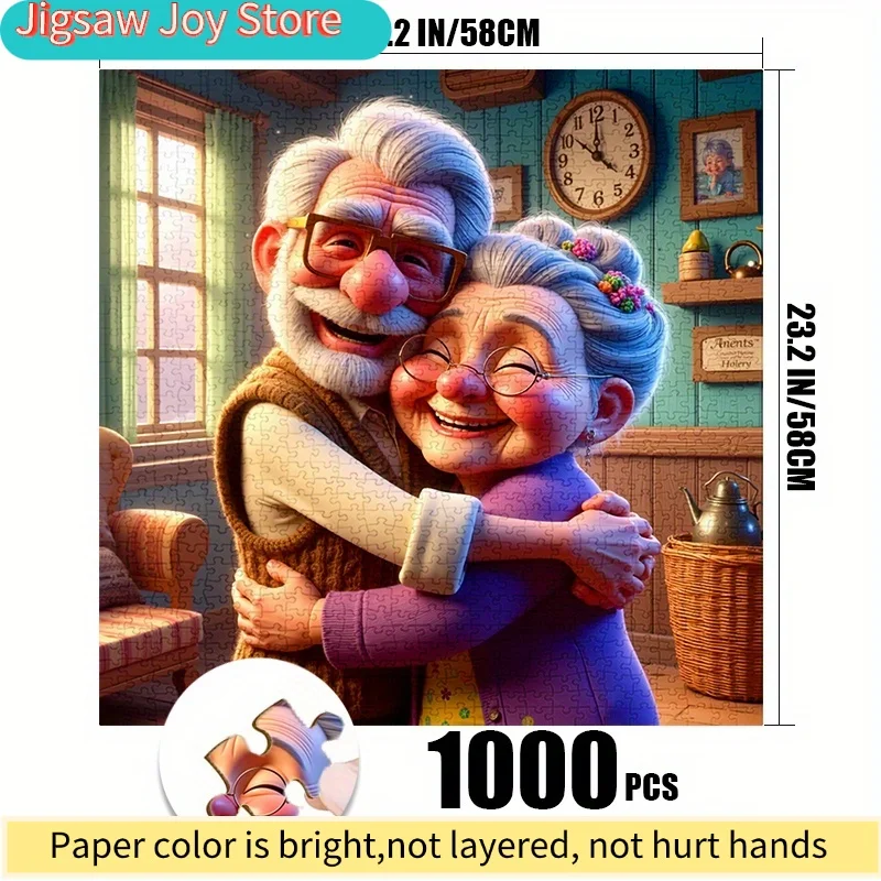 

Cherished Moments: 500/1000pcs Large Paper Jigsaw Puzzle - Elderly Couple in Love Scene, Durable & Resistant, Ideal for & Fami