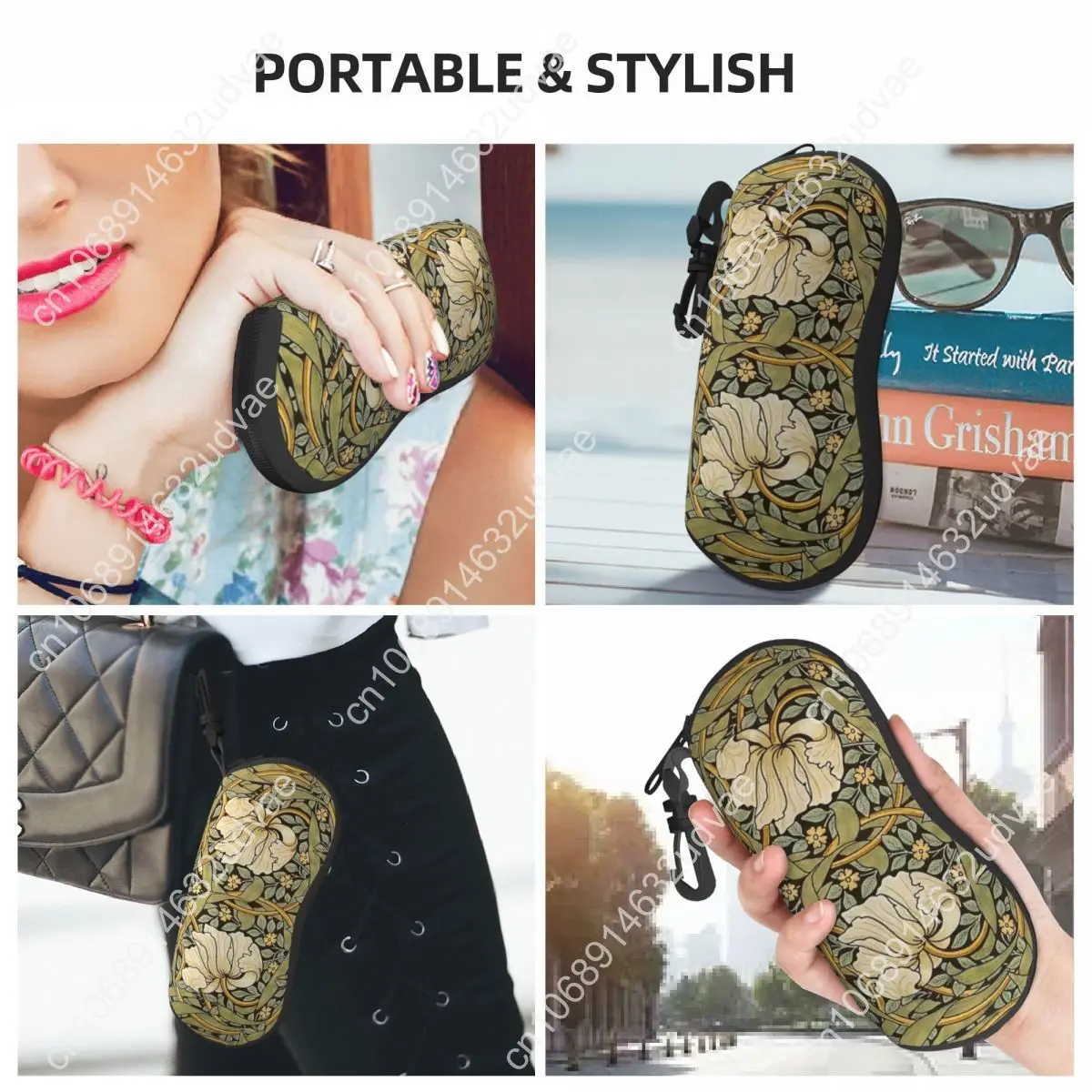 William Morris Pimpernel Sunglasses Case Neoprene Zipper Floral Textile Pattern Shell Eyeglass Case Protective Box For Glasses