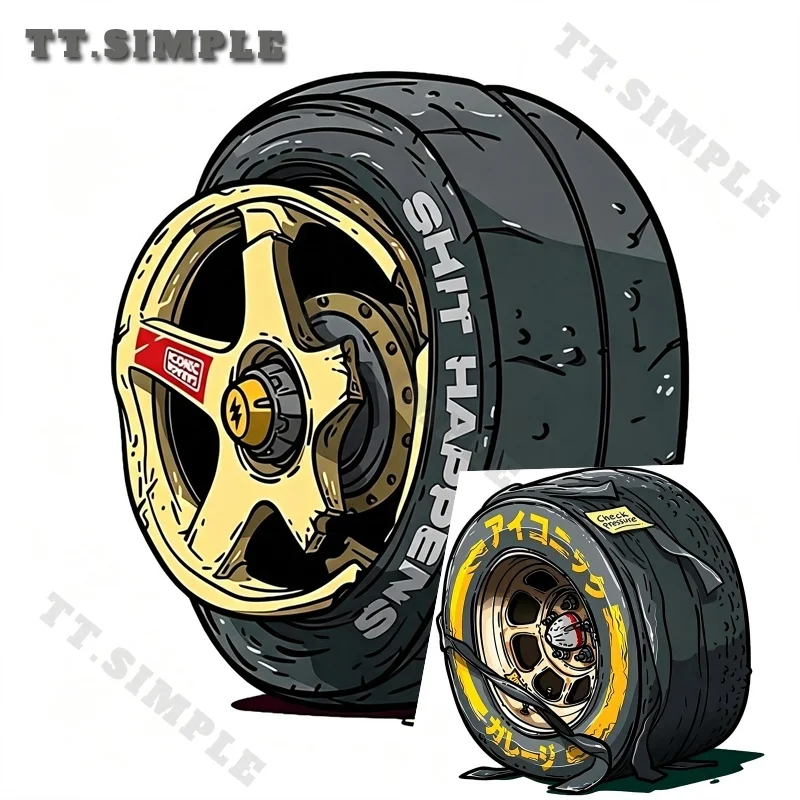 TT Personalized Creative Racing Tire Bad Things Happens Car Sticker Fashionable Simple Decal Car Door Protector Windshield Decor