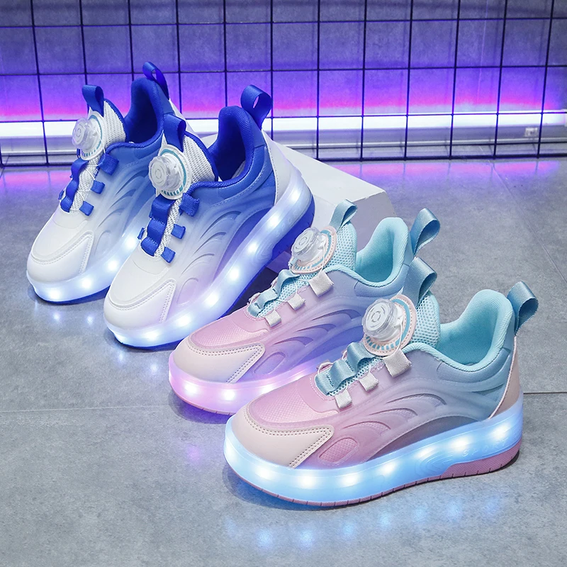 

Two wheeled children's LED light roller skating shoes 2026 new boys and girls luminous sports night light casual shoes