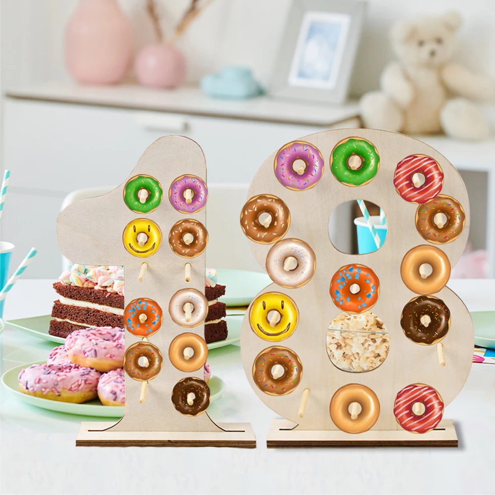 Stojak ścienny na pączki w kształcie numeru 0-9 Uchwyt na pączki w kształcie numeru Urodziny Przyjęcie Cukierki Bar Dekoracja stołu Baby Shower