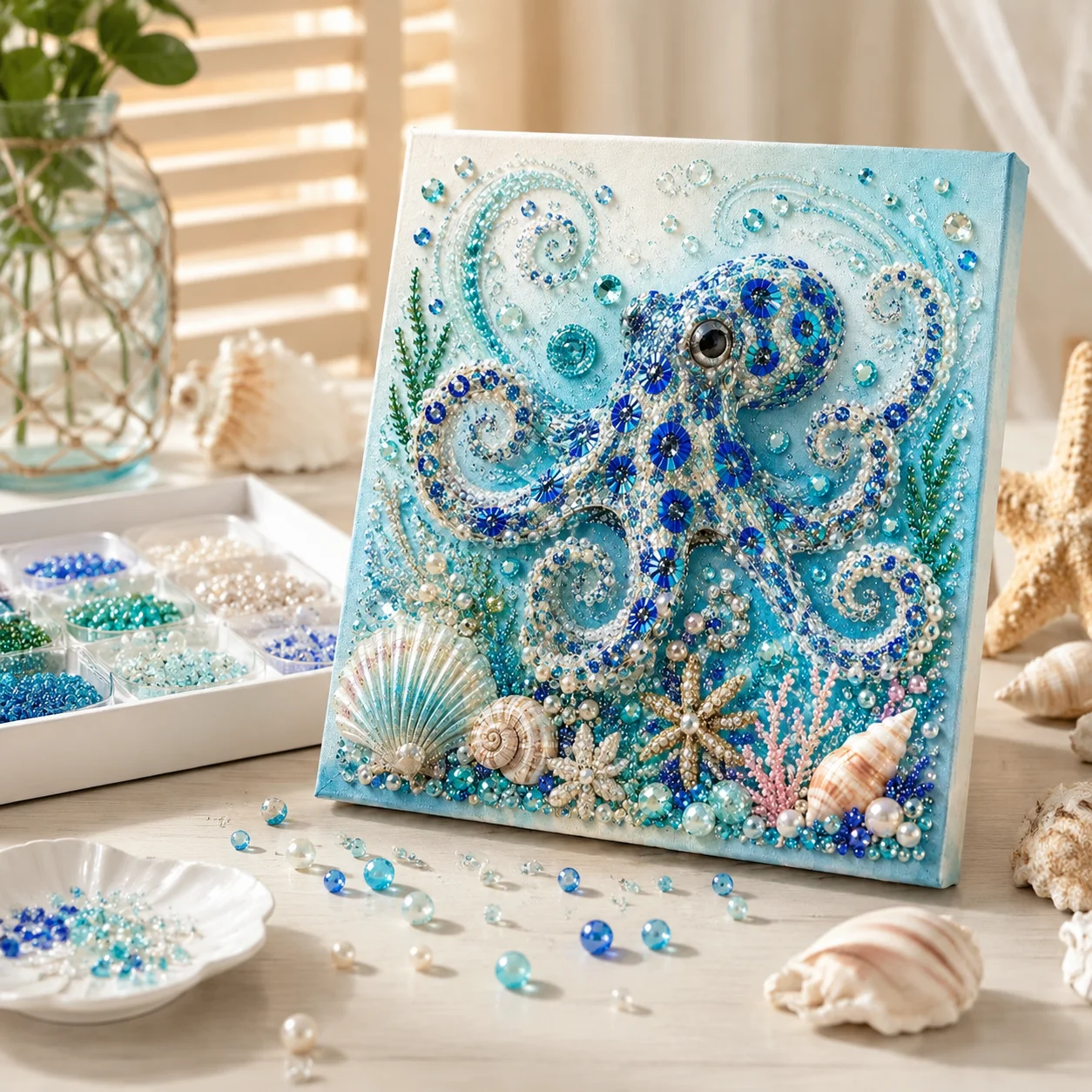 Party Decor DIY Craft Kit Ocean Pearl Art Material Pack for Home Decoration Kids Activities Gifts Creative Resin Set