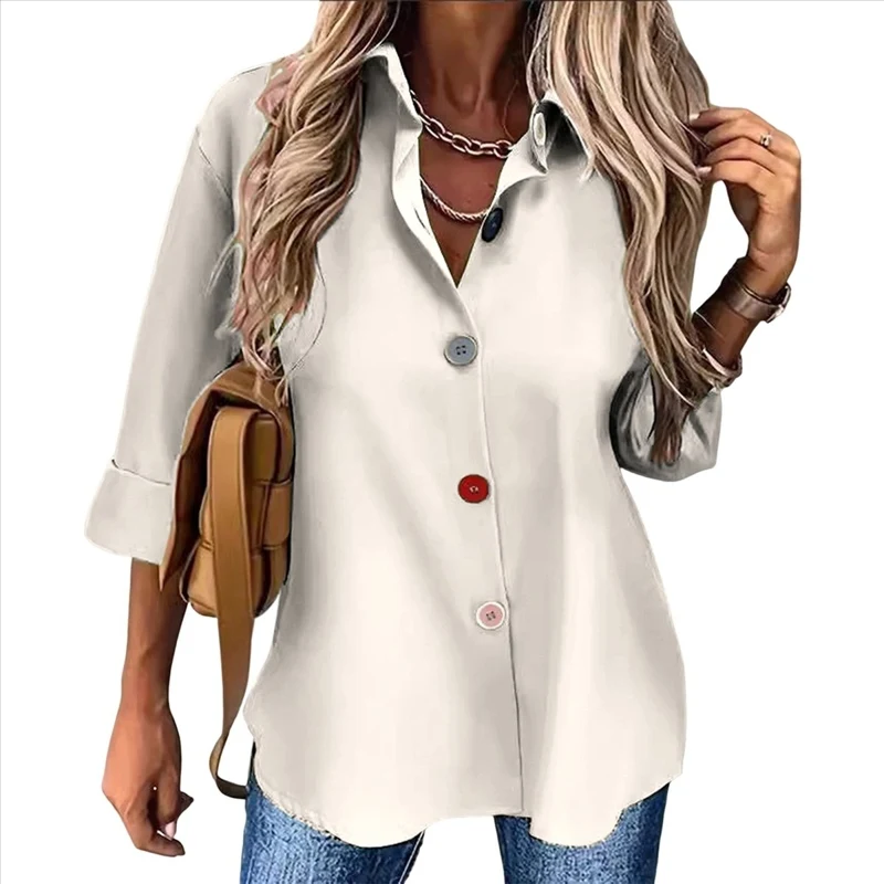 Women Shirt Fashion Solid Color Short Sleeve Button Fashionable High Quality New Arrival Trendy Comfortable Premium