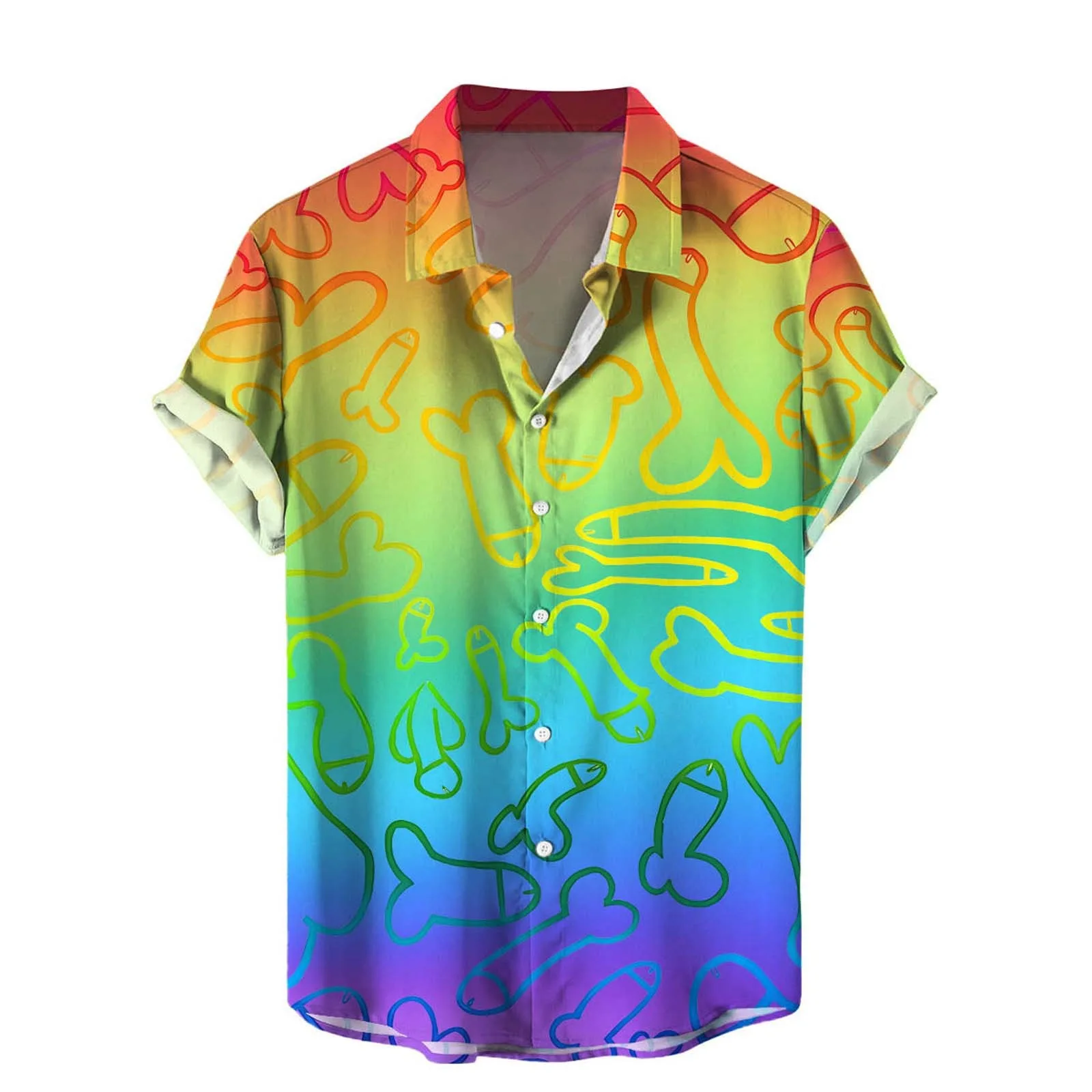 2025 Summer Men's New Short Sleeved Shirt 3D Digital Printed Beach Casual Men's Top