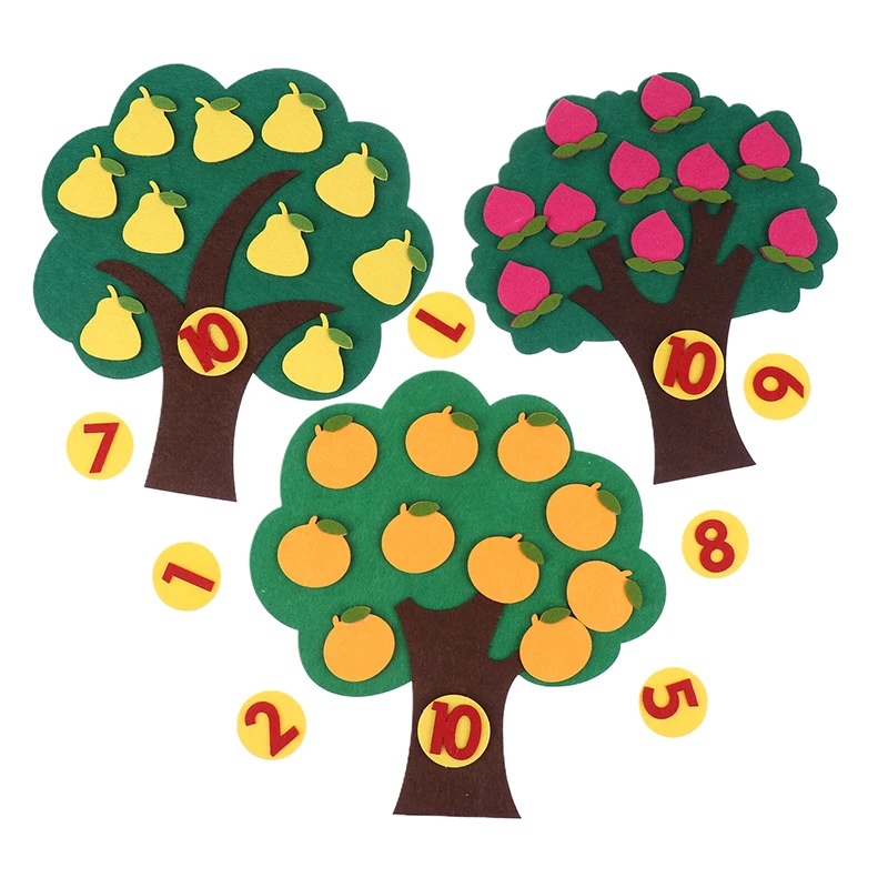 Kindergarten Farbe Anzahl Obst Kognitive Lehrmittel Filz Obst Baum Puzzle Kinder Frühe Bildung Spielzeug