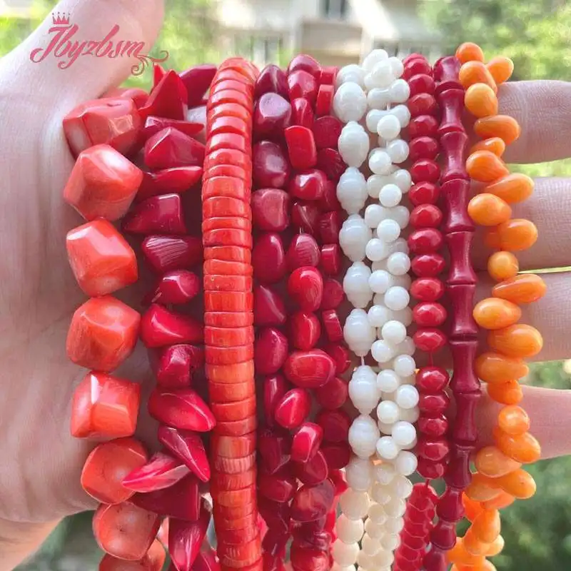 Coral Stone Beads Cub Rondelle Stick Freefrom Croal for DIY Accessories Necklace Bracelet Earring Charm Jewelry Making 15 Inches