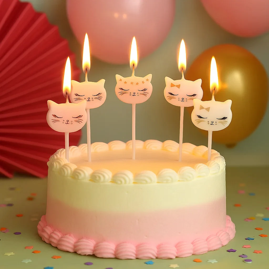 6 Stück Niedliche Katzen-Kinderparty-Kerzen, Kreative Geburtstagskerzen für Tortendekoration, Mädchen-Feierkerzen