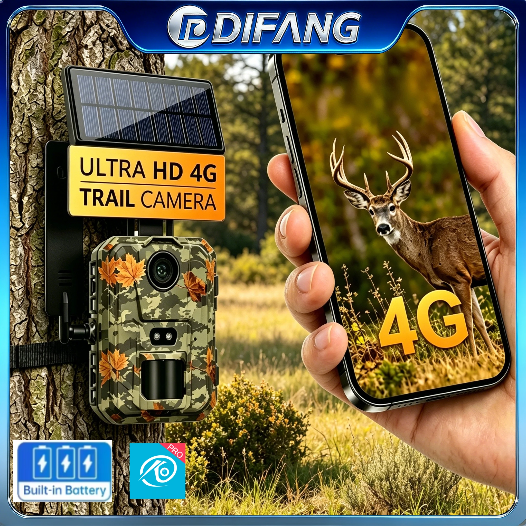 

Камера для охоты и наблюдения за дикой природой с ночным видением, на солнечной батарее, водонепроницаемая, для отслеживания и мониторинга, камера-ловушка, водонепроницаемая