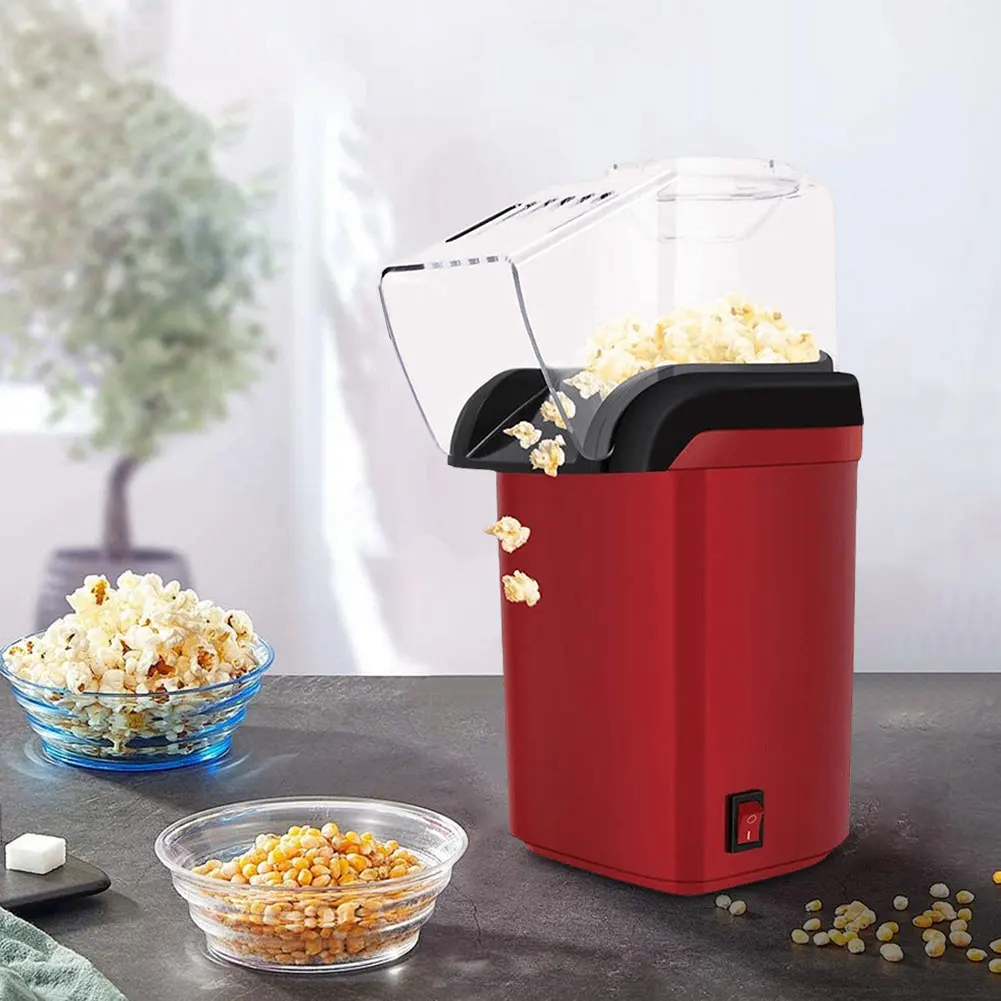 Popcorn Machine No Oil Hot Air Popcorn Maker High Popping Rate Fully Automatic Popcorn Machine Electric Air Popper for Home