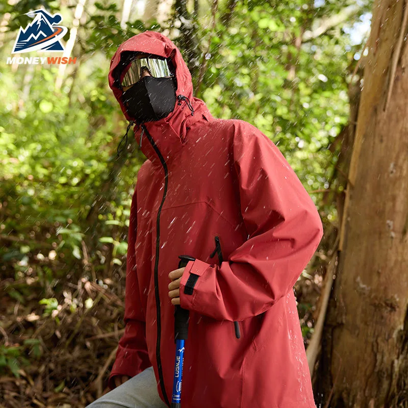 

MONEYWISH Couple Charge Jacket Hard Shell Outdoor Sports Windproof Waterproof Breathable Hooded Coat Leisure Camping Hiking Coat