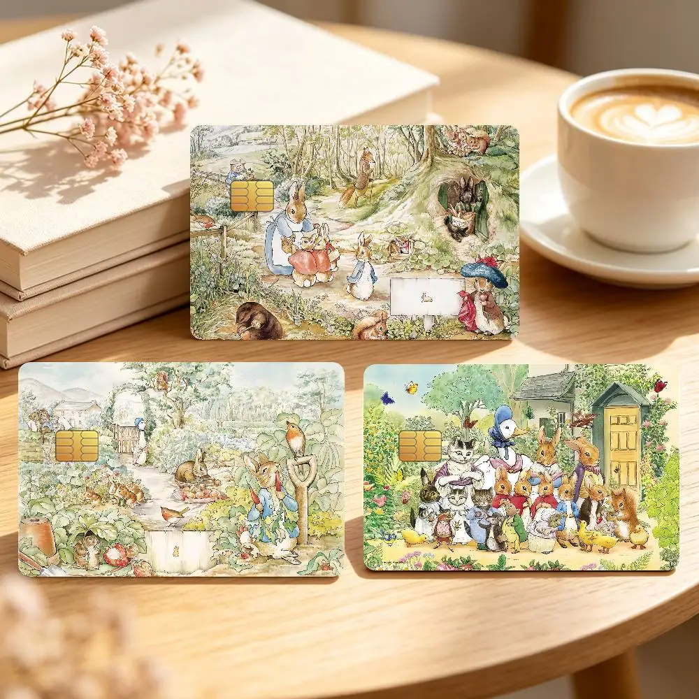 Cartoon P-Peter R-Rabbit Cute Credit Card Skin Stickers For Bank Bus Metro Cards Waterproof Anti-Scratch Gift 4PCS