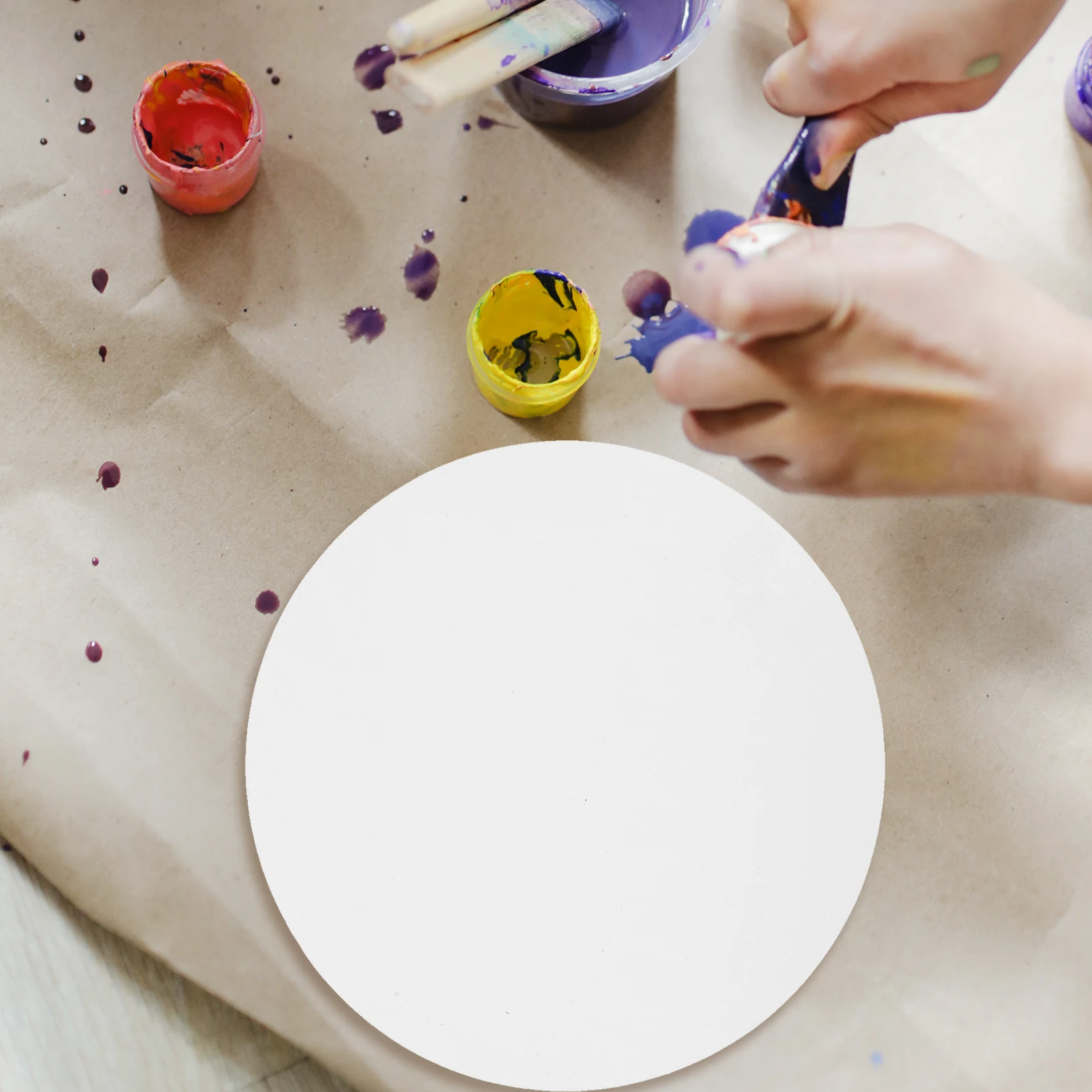 

6Pcs 25Cm Round Canvas Drawing Board Premium Art Painting Artist Canvas Oil Acrylic Tempera DIY Gift White Painting Canvases