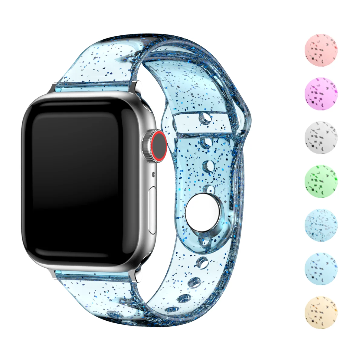 Tali Silikon Transparan untuk Apple Watch Band 40Mm 44Mm 45Mm 41Mm 38Mm 42Mm 49 Glitter Wanita Olahraga IWatch Ultra2 9 8 7 SE 6 3
