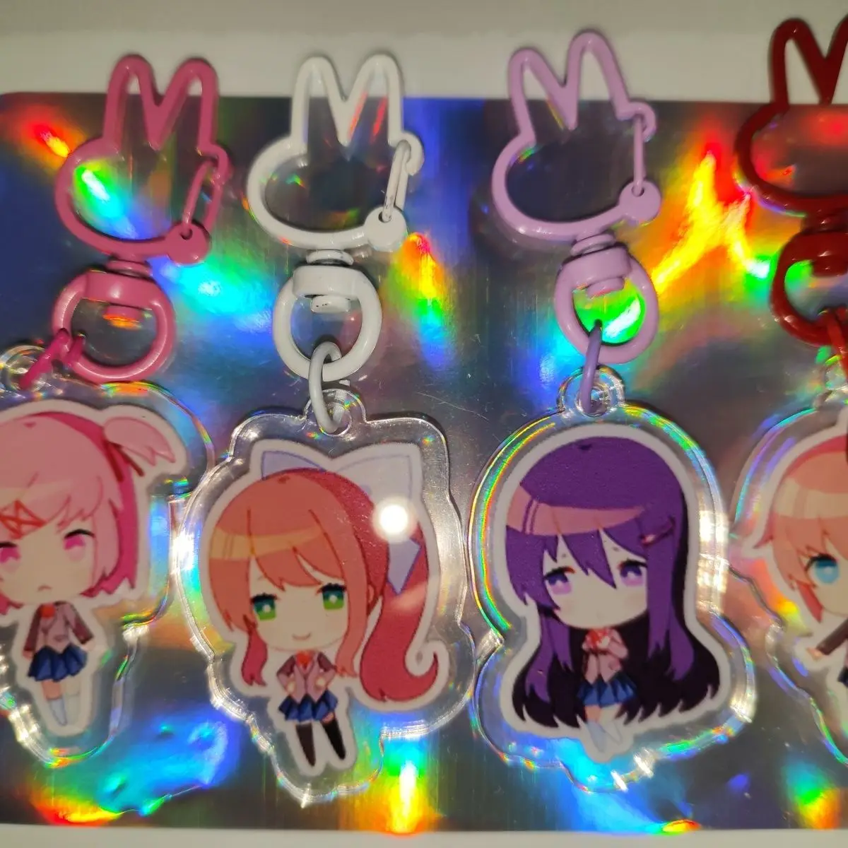 Game Monika Sayori Natsuki Yuri Cosplay Keychain Kawaii Acrylic Keyring Key Chain Bag Accessories Decoration Ornament Prop