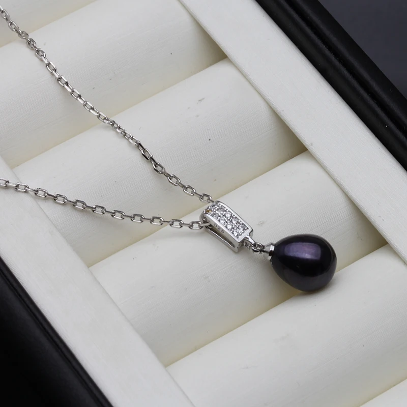 Natural Freshwater Pearl Pendant Necklace For Women,Wedding Moon Pendant 925 Silver Chain Necklace Gift