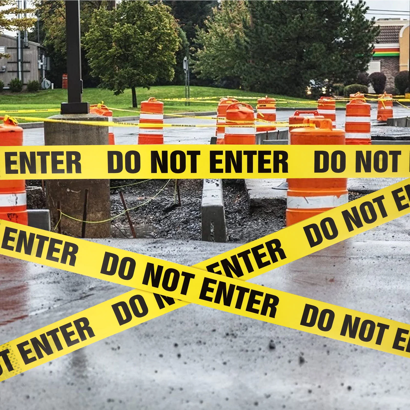 Construction Caution Tape Do Not Enter Stickers Wear-resistant Halloween PVC Warning Fire Line